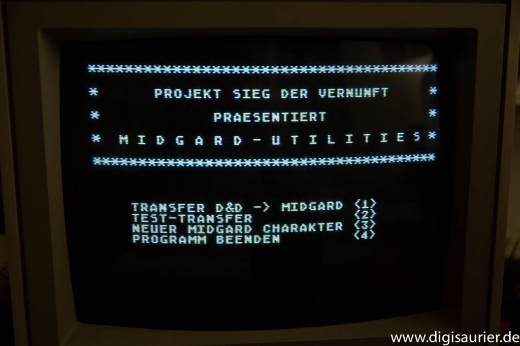 Menübildschirm eines Basic-Programms auf dem Atari 800XL