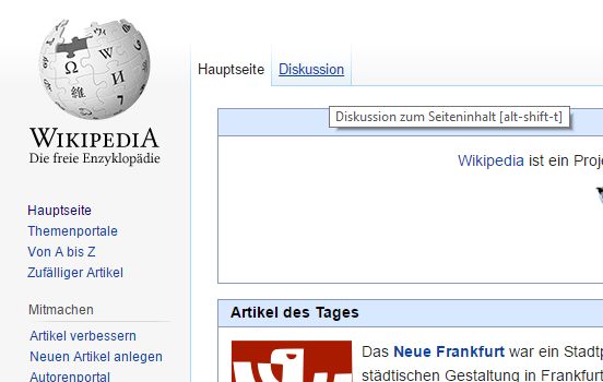 So sieht die Wikipedia aus, wenn man mal aus Versehen die Startseite aufruft...