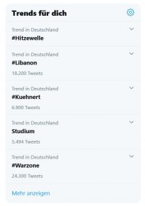Twitters "Trends für dich" (Screenshot)