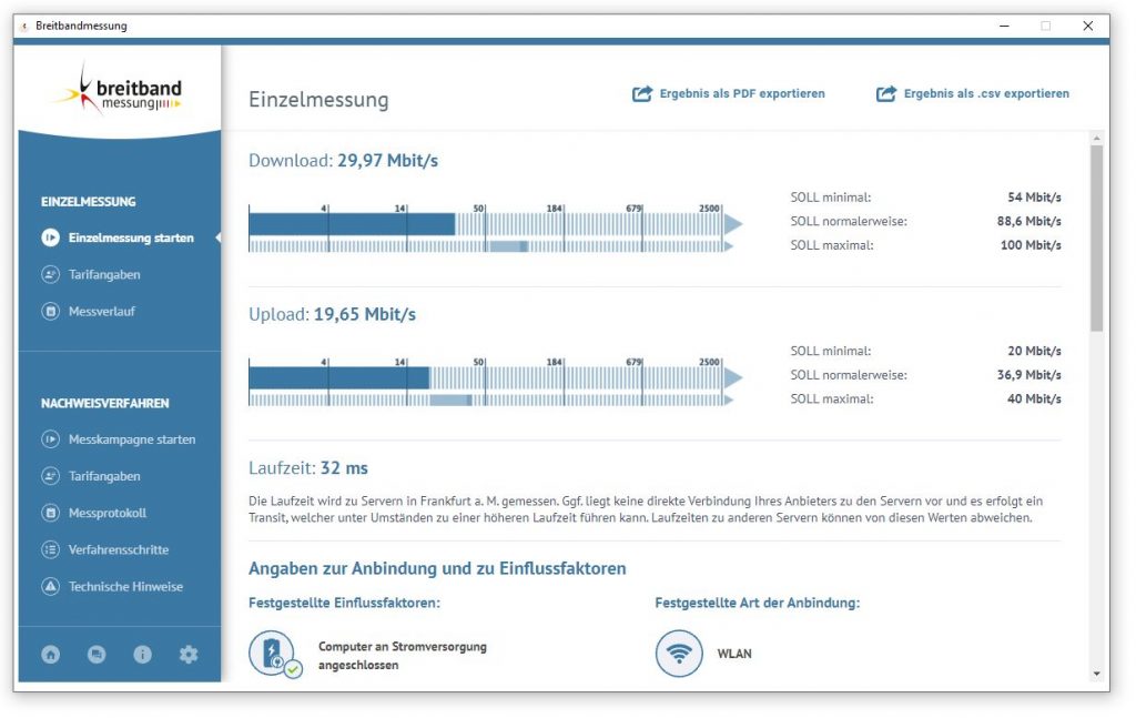 Eine Einzelmessung mit enttäuschendem Ergebnis (Screenshot: digisaurier.de)
