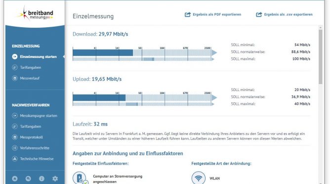 Eine Einzelmessung mit enttäuschendem Ergebnis (Screenshot: digisaurier.de)