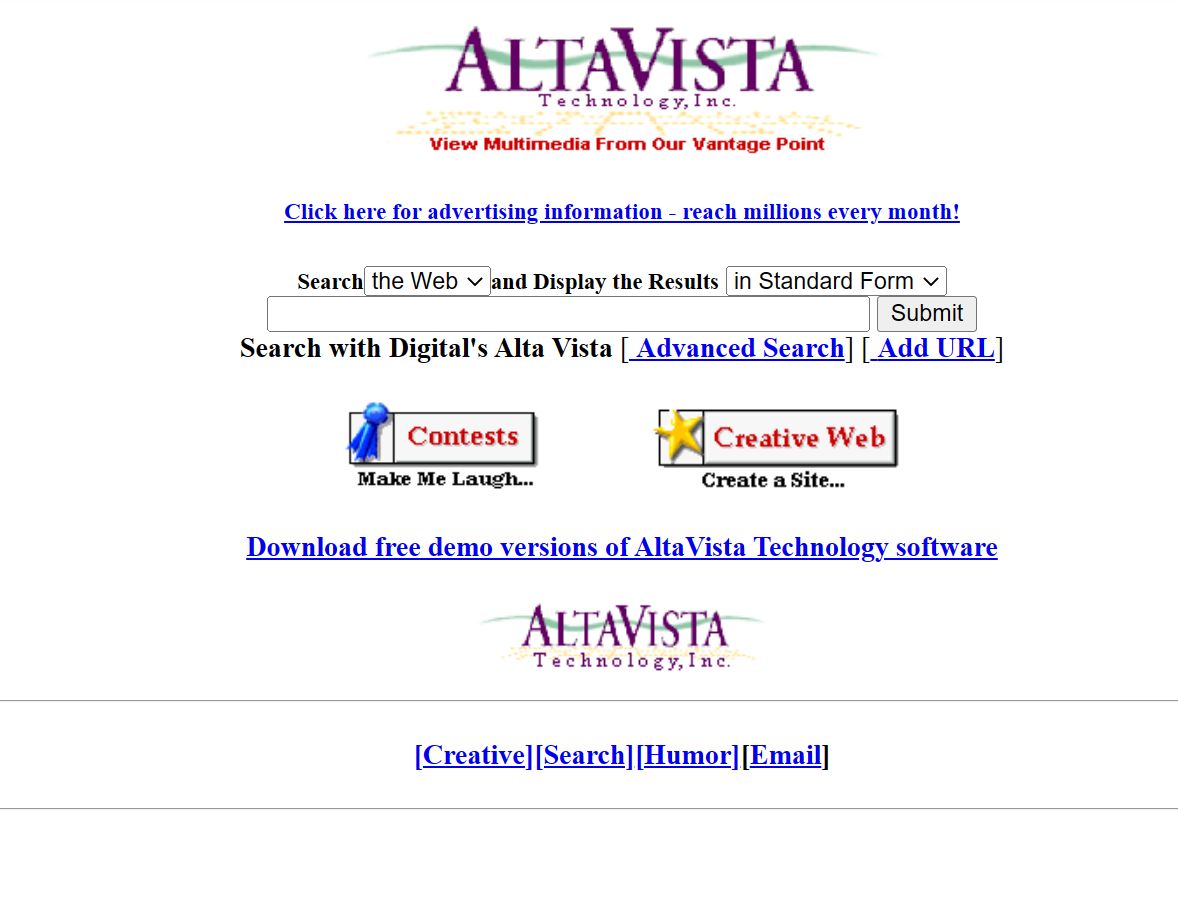 So sah Altavista beim Start im Jahr 1996 aus (Screenshot)