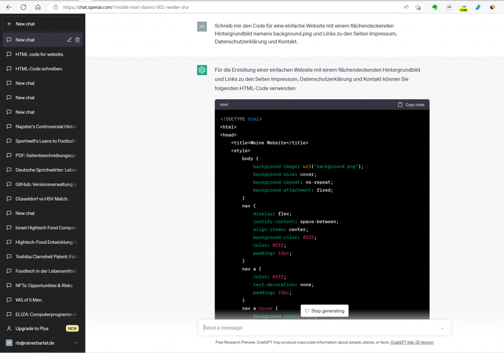 ChatGPT kann auch HTML: Die 5-Minuten-Website - Digisaurier