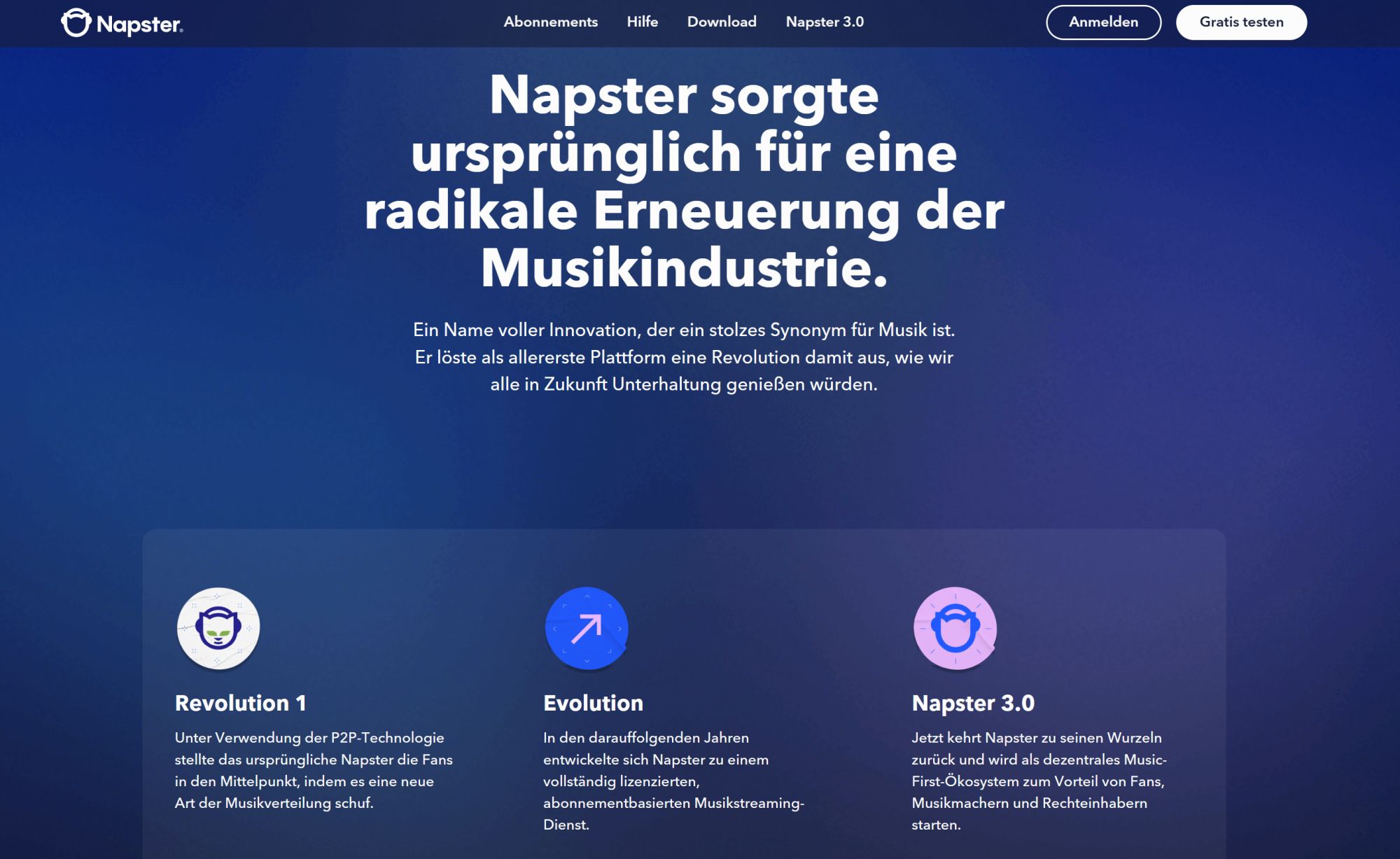 Das neue Napster 3.0 - eine Ankündigung (Screenshot)